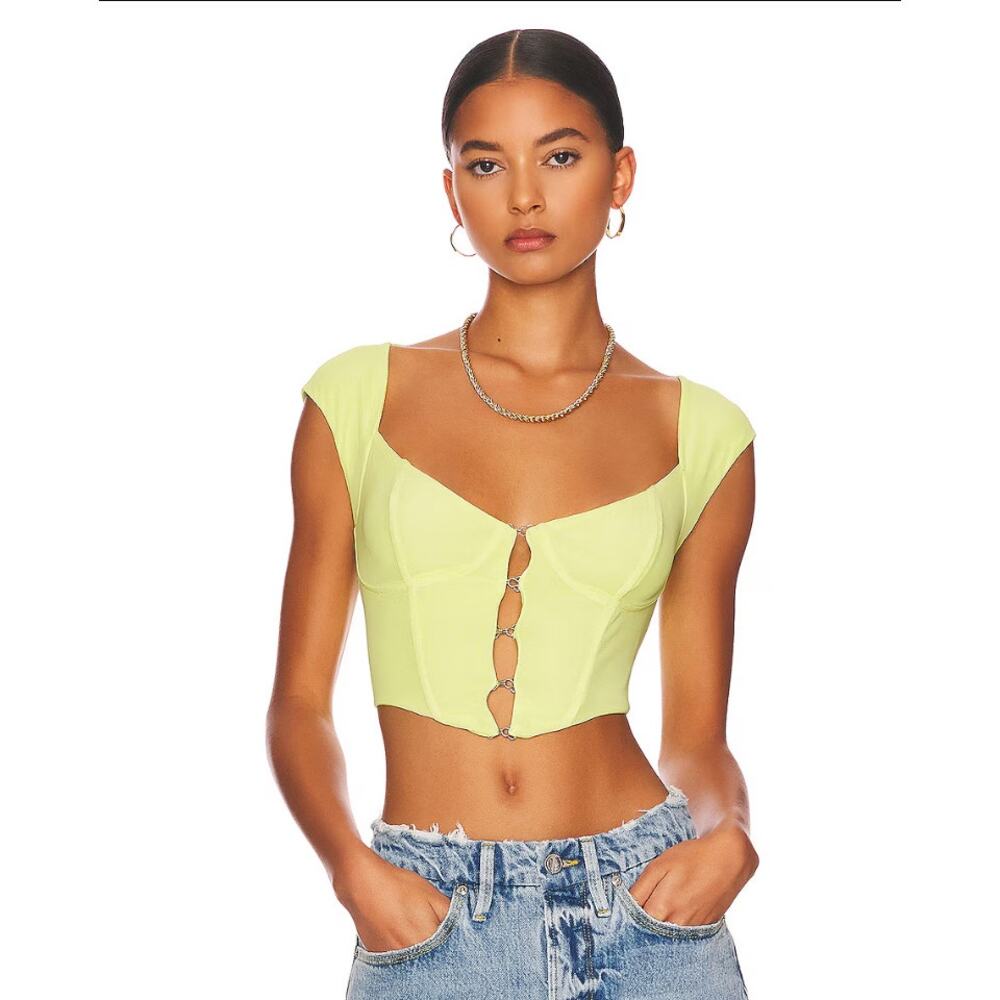 Lime Green Cap Sleeve Crop Top